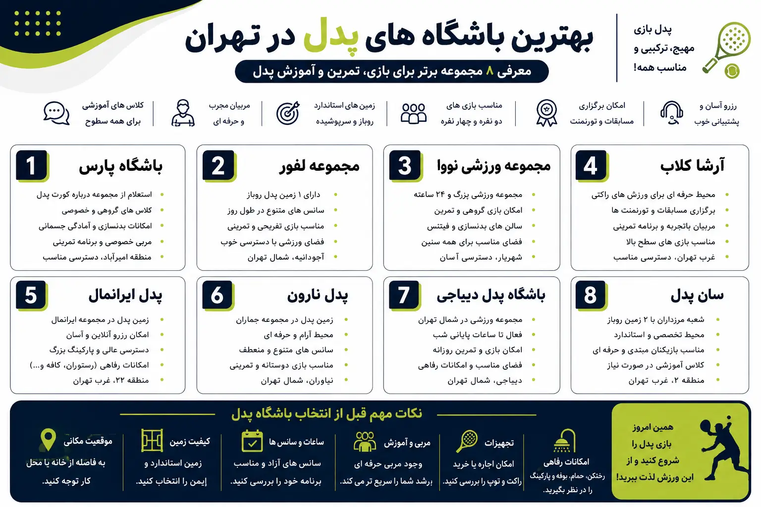باشگاه های پدل در تهران
